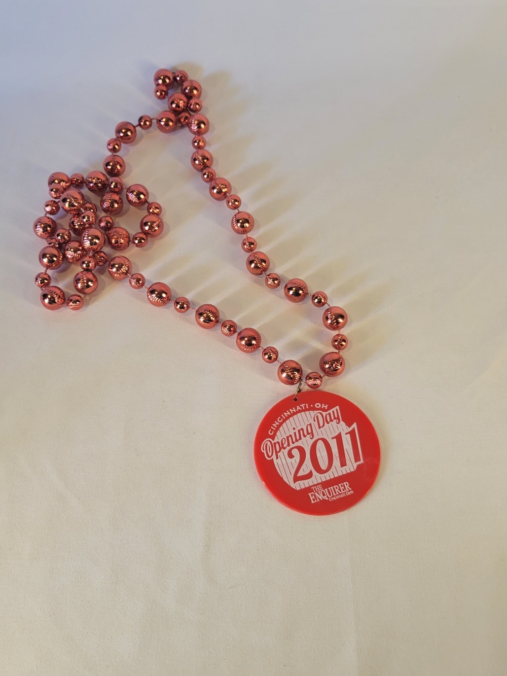 Vintage Cincinnati Reds 2011 Opening Day Bead Necklace The Enquirer Novelty